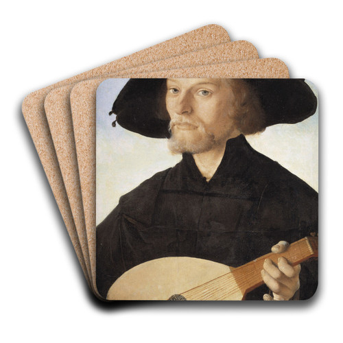 Portrait of a Lute Player by Jan van Scorel Art Drink Coaster set