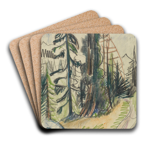Bergtannen und Weg by Ernst Ludwig Kirchner Art Drink Coaster set
