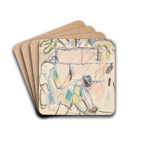 Arbeiderscene by Edvard Munch Drink Coasters - set of 4