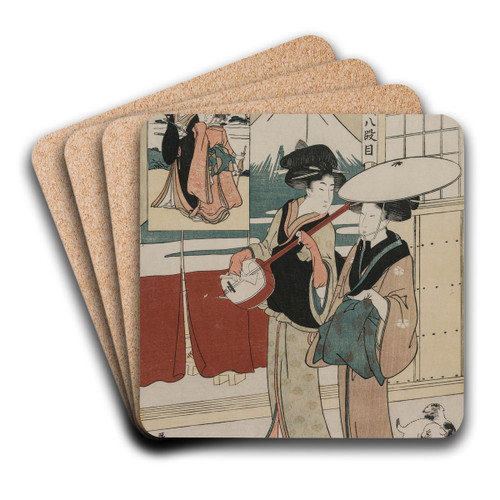 Chushingura: Act VIII of The Storehouse of Loyalty by Kitagawa Utamaro Art Drink Coaster set