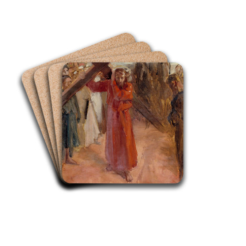 Christ Bears The Cross by Albert Edelfelt Drink Coasters - set of 4
