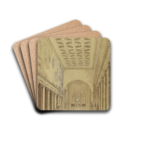 Blick durch das Mittelsschiff zum Altar von S. Lorenzo fuori le mura in Rom by Friedrich Wilhelm Ludwig Drink Coasters - set of 4 Blick durch das Mittelsschiff zum Altar von S. Lorenzo fuori le mura in Rom by Friedrich Wilhelm Ludwig Drink Coasters - set of 4