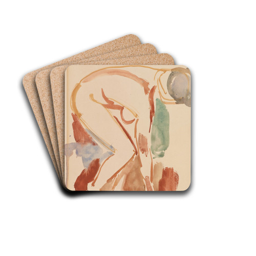Framoverbyd kvinneakt by Edvard Munch Drink Coasters - set of 4