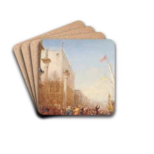 Carnaval  Venise, quai des Esclavons by Flix Ziem Drink Coasters - set of 4
