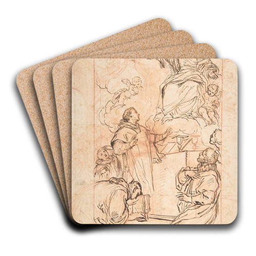 The Virgin Appearing at Mass by Agostino Masucci Art Drink Coaster set