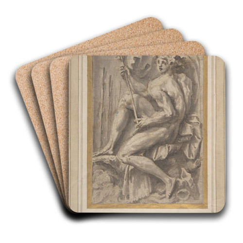 Seated Triton by Perino Del Vaga Art Drink Coaster set