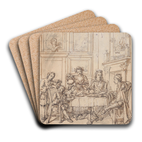 The Tea Party by Marcellus Laroon the Younger Art Drink Coaster set The Tea Party by Marcellus Laroon the Younger Art Drink Coaster set