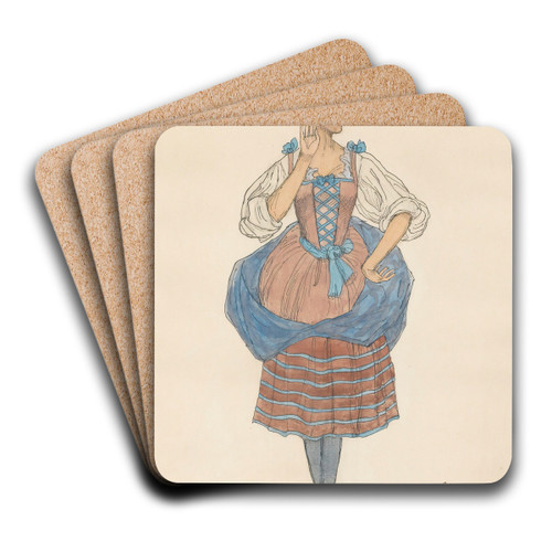 Costume Design For The May Queen II by Alexander Yakovlevich Golovin Art Drink Coaster set Costume Design For The May Queen II by Alexander Yakovlevich Golovin Art Drink Coaster set