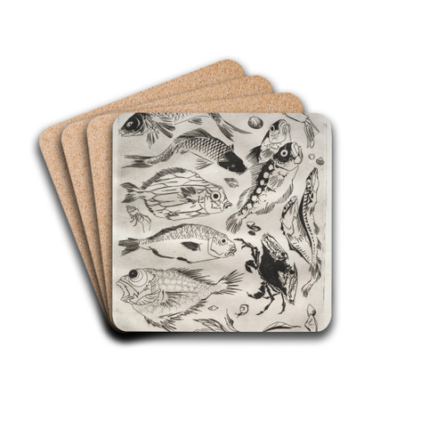 Dinner Service (Rousseau service); Fish (no. 24) by Flix Bracquemond Drink Coasters - set of 4