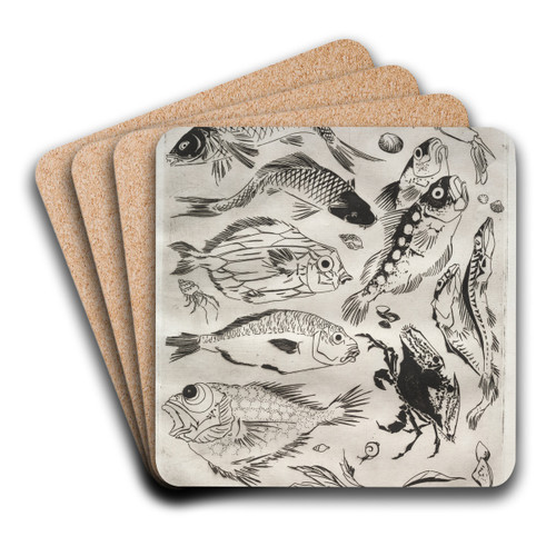 Dinner Service (Rousseau service); Fish (no. 24) by Flix Bracquemond Art Drink Coaster set