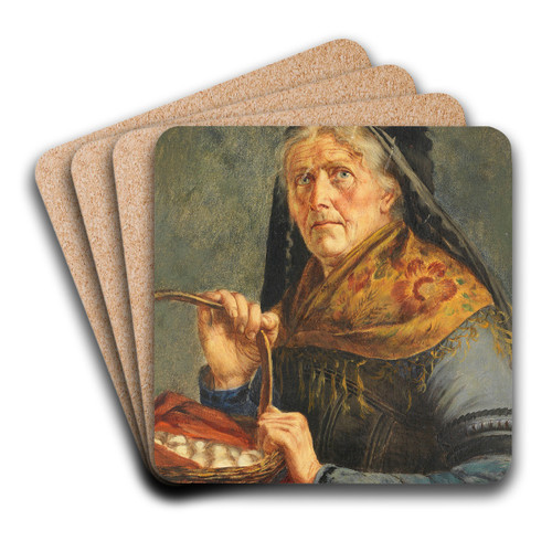 Buerin in Festtagstracht mit Korb by Georg Rssler Art Drink Coaster set