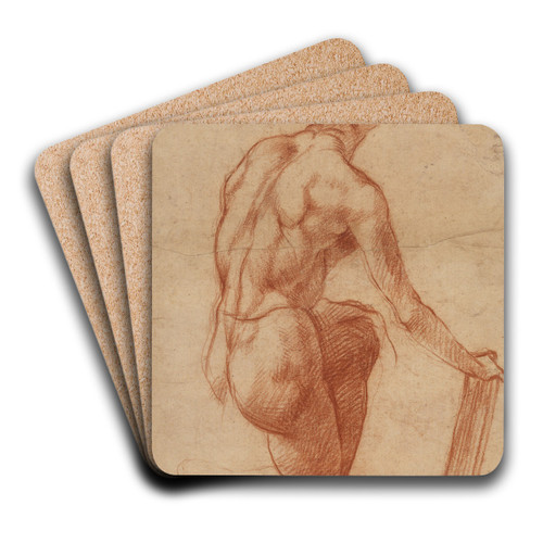 Study of a Kneeling Figure with a Sketch of a Face by Andrea del Sarto Art Drink Coaster set