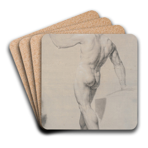 Model stende, set fra ryggen, venstre arm lftet by Jens Juel Art Drink Coaster set