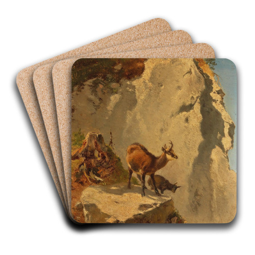 Zwei Gmsen in Hochgebirge by Anton Schrdl Art Drink Coaster set