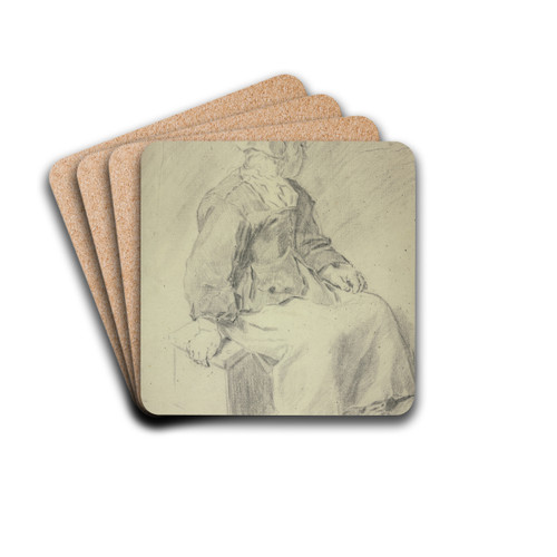 Auf einem Schemel sitzendes Mdchen by Cornelis Saftleven Drink Coasters - set of 4