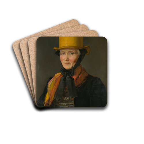 Portrait of Johanna Dold by Dionys Ganter Drink Coasters - set of 4 Portrait of Johanna Dold by Dionys Ganter Drink Coasters - set of 4