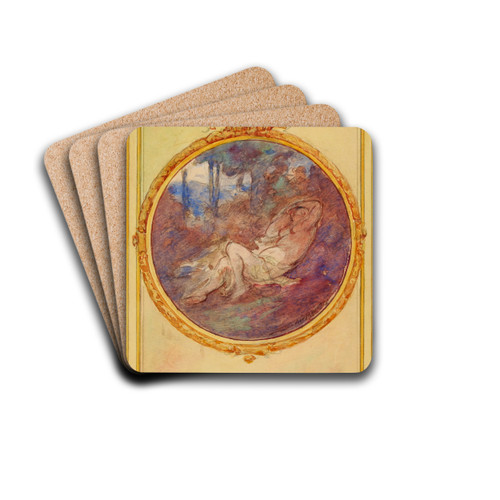 Figure Study for Decorative Panel by Walter Shirlaw Drink Coasters - set of 4
