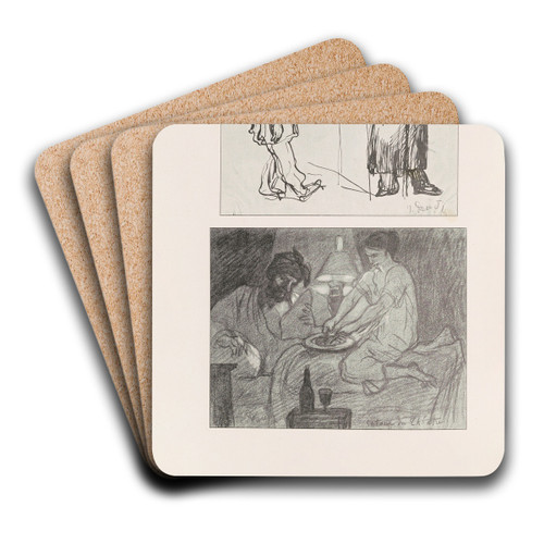 Les caricatures de Puvis de Chavannes Pl.01 by Pierre Puvis de Chavannes Art Drink Coaster set