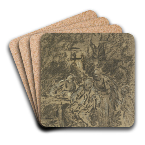 Betrunkener Bauer am Wirtstisch by Anton Burger Art Drink Coaster set