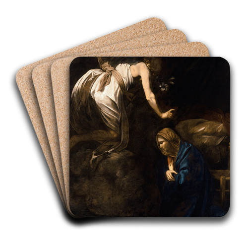 The Annunciation by Caravaggio Art Drink Coaster set