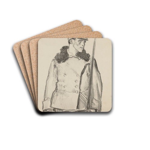 Portrait Study of a Legionnaire by Jzef Mehoffer Drink Coasters - set of 4 Portrait Study of a Legionnaire by Jzef Mehoffer Drink Coasters - set of 4