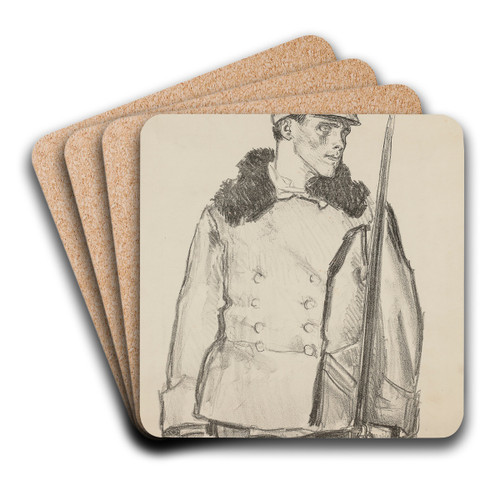 Portrait Study of a Legionnaire by Jzef Mehoffer Art Drink Coaster set Portrait Study of a Legionnaire by Jzef Mehoffer Art Drink Coaster set