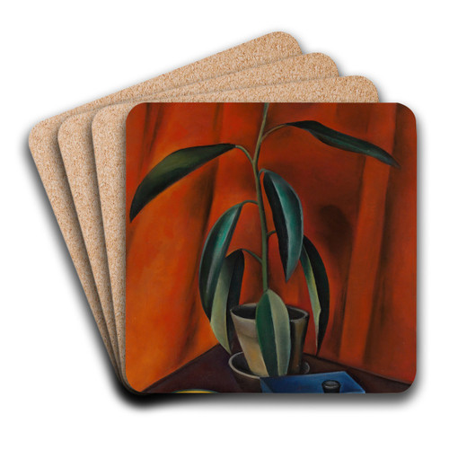 Still life with rubber tree by Alexander Kanoldt Art Drink Coaster set