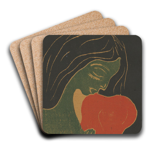 Das Herz by Edvard Munch Art Drink Coaster set