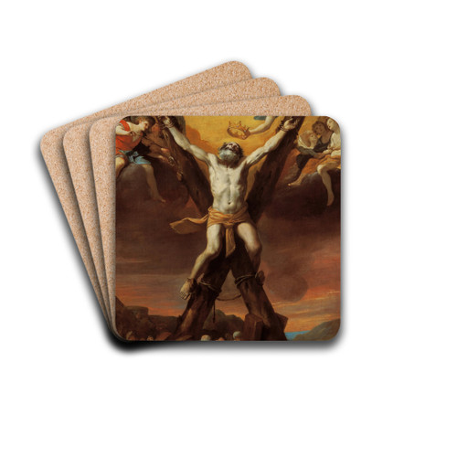 The crucifixion of St Andrew by Mattia Preti Drink Coasters - set of 4