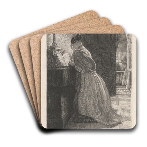 Morning Prayer by Charles West Cope Art Drink Coaster set Morning Prayer by Charles West Cope Art Drink Coaster set
