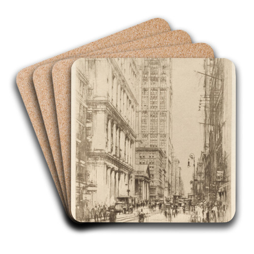 Lower Broadway, Down-Town New York by William Walcot Art Drink Coaster set