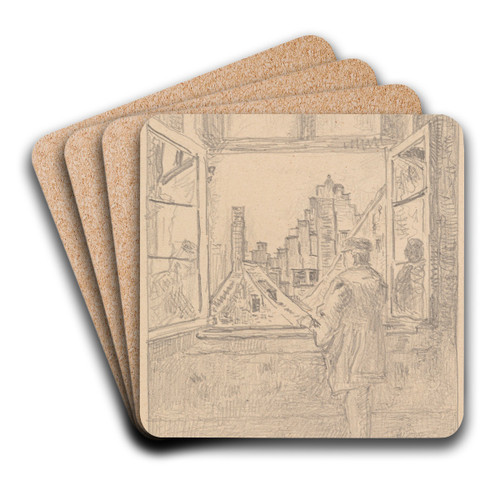Man at the Window by Henri de Braekeleer Art Drink Coaster set