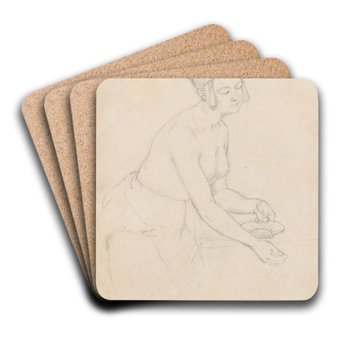 Female figure with a shell by Adolph Tidemand Art Drink Coaster set