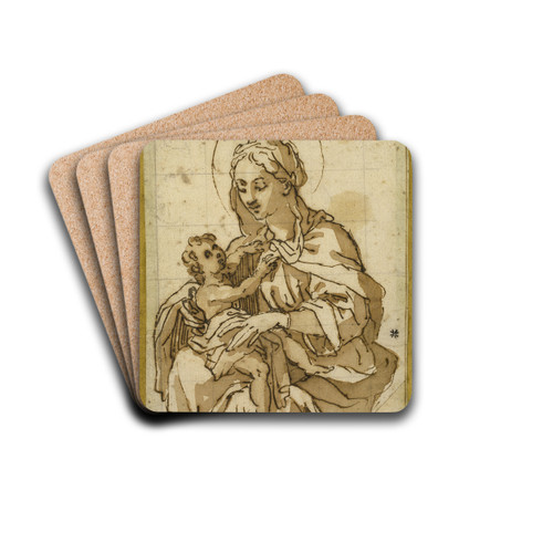 Virgin and Child by Circle of Francesco Vanni Drink Coasters - set of 4 Virgin and Child by Circle of Francesco Vanni Drink Coasters - set of 4