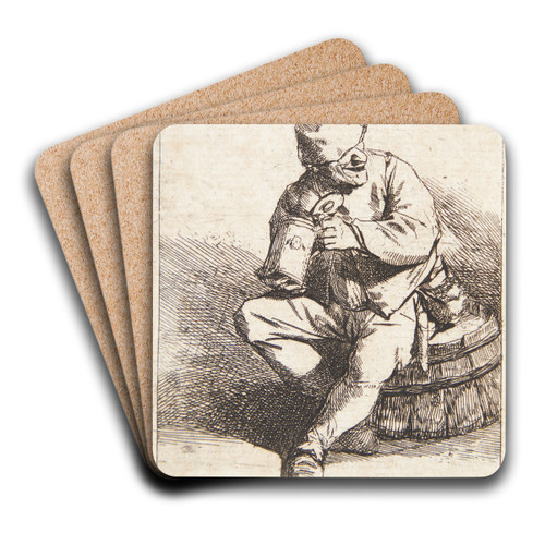 Drikkende mand by Cornelis Pietersz. Bega Art Drink Coaster set
