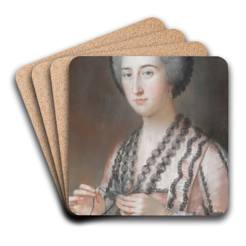 Portrait Of Susanna Hoare, ViscountessDungarvan, Later Countess Of Ailesbury (1732-1783) by William Hoare of Bath Art Drink Coaster set Portrait Of Susanna Hoare, ViscountessDungarvan, Later Countess Of Ailesbury (1732-1783) by William Hoare of Bath Art Drink Coaster set