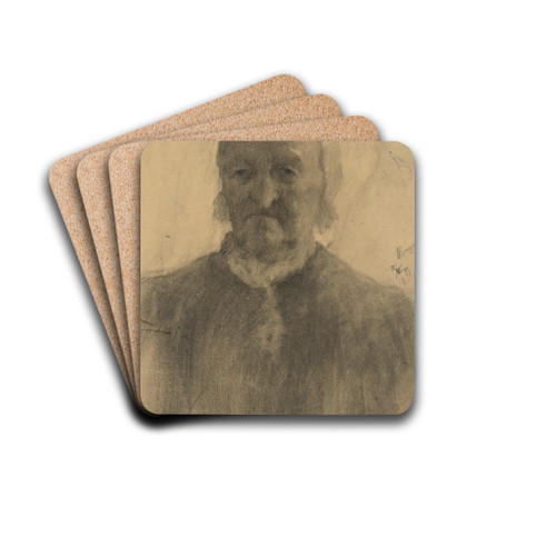 Podobize starenky s epcom na hlave by Elemr Halsz-Hradil Drink Coasters - set of 4 Podobize starenky s epcom na hlave by Elemr Halsz-Hradil Drink Coasters - set of 4