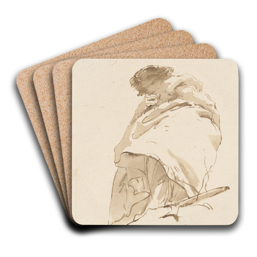 Standing Woman, Turned to the Left by Giovanni Battista Tiepolo Art Drink Coaster set