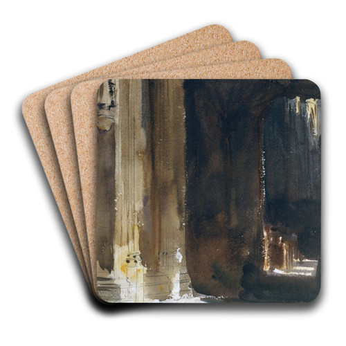 Cathedral Interior by John Singer Sargent Art Drink Coaster set
