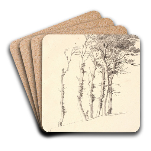 Gruppe af forblste trer by Johan Thomas Lundbye Art Drink Coaster set