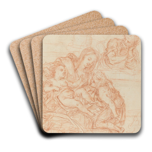Madonna and Child with Saints John and Joseph (recto) by Italian 17th Century Art Drink Coaster set