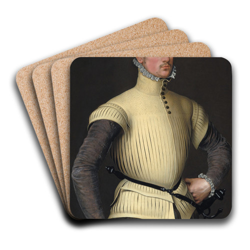 Portrait of a Young Man by Follower of Antonis Mor Art Drink Coaster set Portrait of a Young Man by Follower of Antonis Mor Art Drink Coaster set