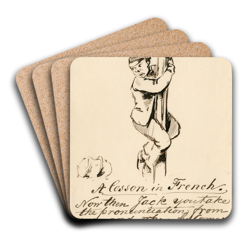 Spotprent over taal by Pieter van Loon Art Drink Coaster set