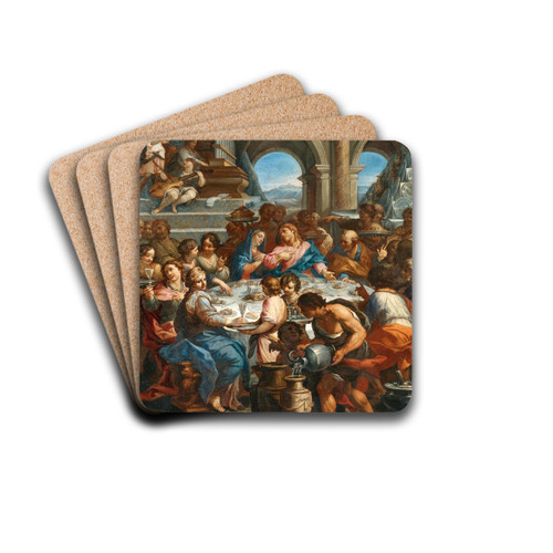 The Marriage at Cana by Giovanni Battista Lenardi Drink Coasters - set of 4