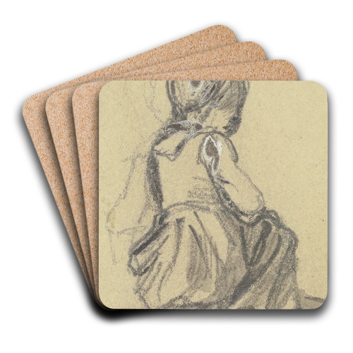 Sitzendes Kind, etwas von hinten nach rechts by Jakob Frchtegott Dielmann Art Drink Coaster set
