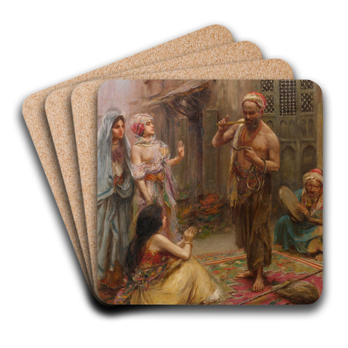 The Snake Charmer by Fabio Fabbi Art Drink Coaster set