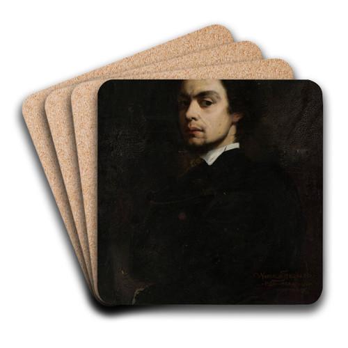 Self-portrait by Wandalin Strzaecki Art Drink Coaster set