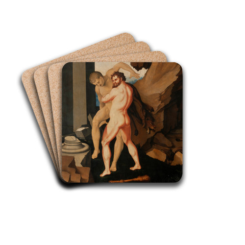Hercules and Antaeus by Hans Baldung Drink Coasters - set of 4