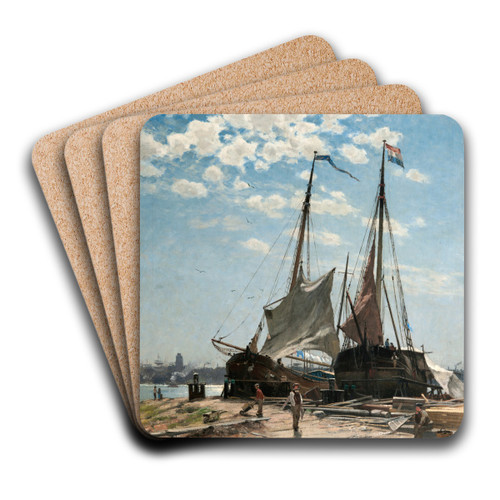 The Harbour, Dordrecht by Carl Sknberg Art Drink Coaster set