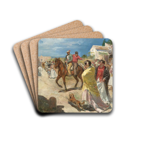 La Romera (The Procession) by Jos Villegas Cordero Drink Coasters - set of 4